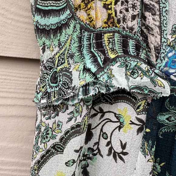 Etro Silk Dress,abstract print,short sleeve,half button,back zip,midi - Picture 7 of 14